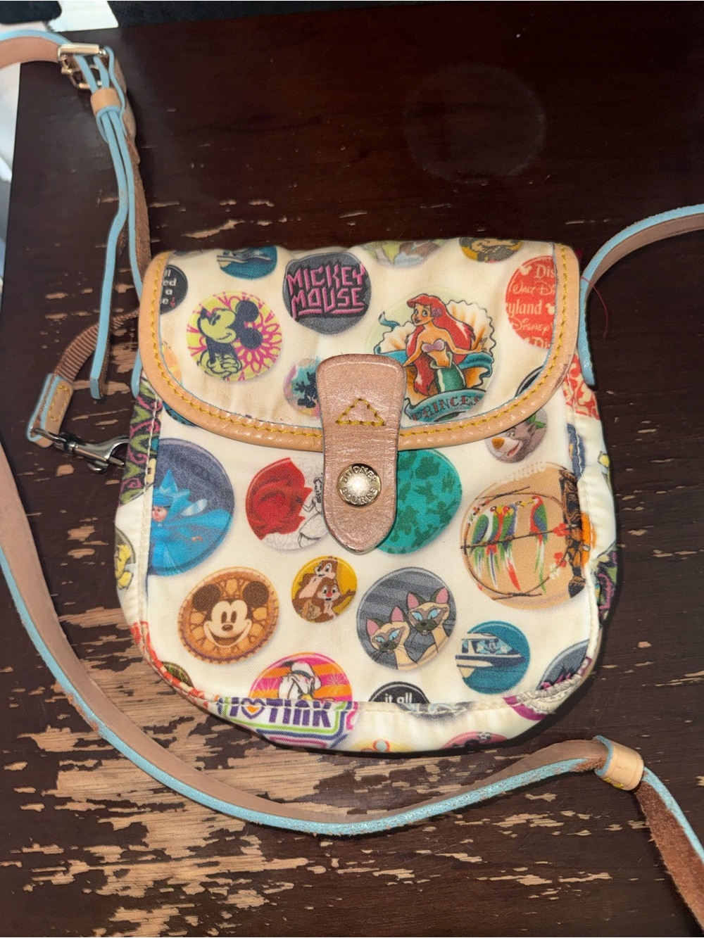 Disney Dooney & Bourke Buttons Crossbody Bag 2012 Mickey Ariel Parks Rare